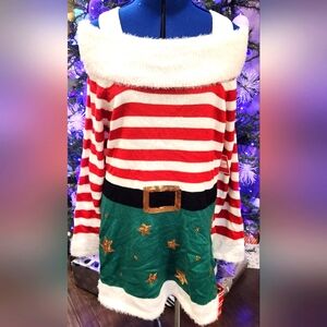 Womens Holiday elf outfit with skirt by holiday time, XXL